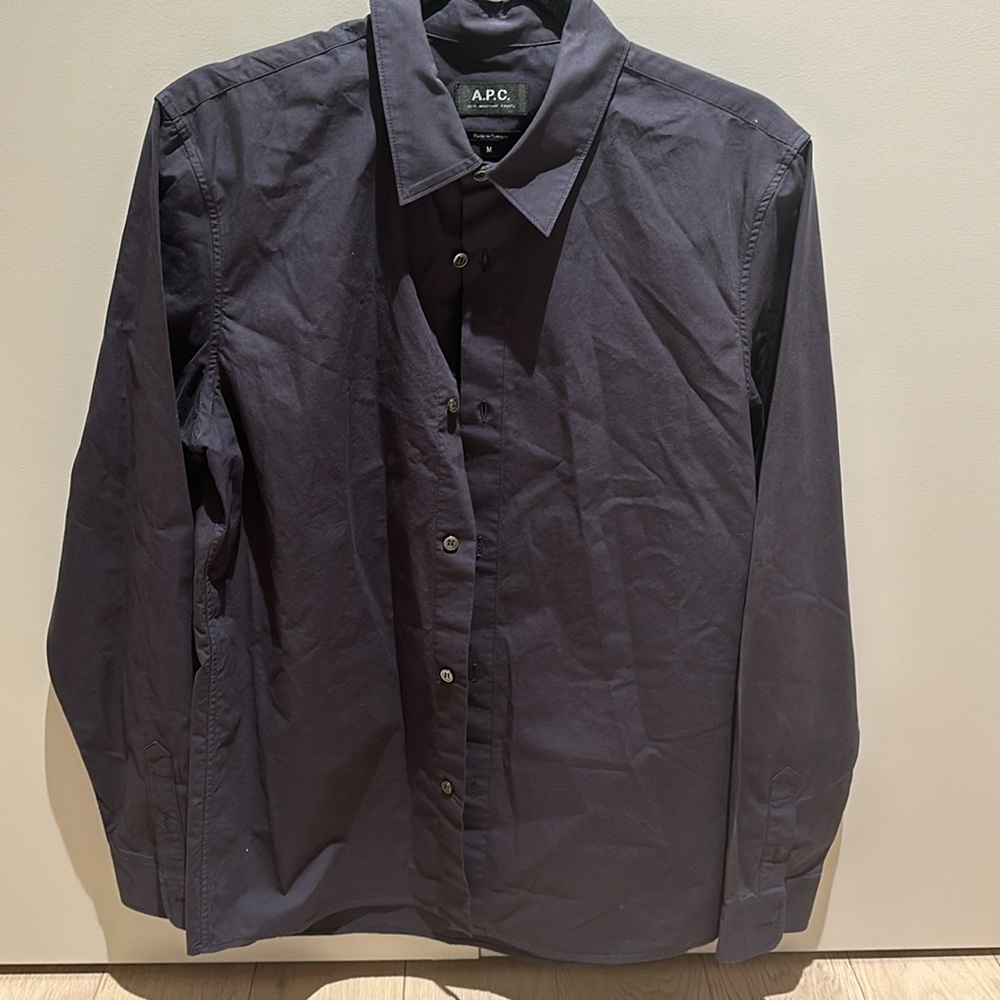 A.P.C. Men's Dark Navy Button-Up Shirt